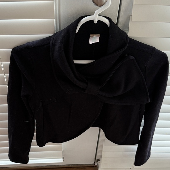 Aqua Black Cropped Blazer with Bow Detail - Picture 1 of 3